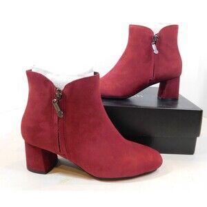 Marc Joseph Houston Heeled Zip Ankle Bootie Boots  7 M Rouge Nubuck